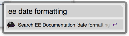 Screenshot of Alfred Searching the EE Docs