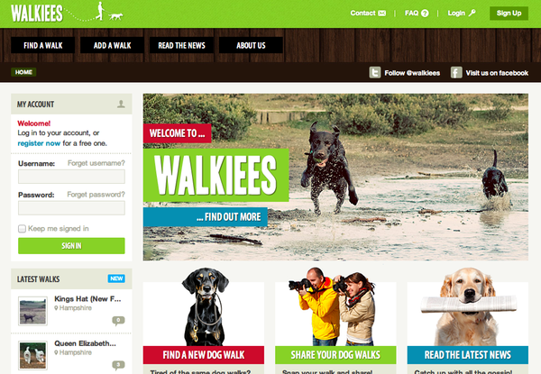Screenshot of Walkiees website